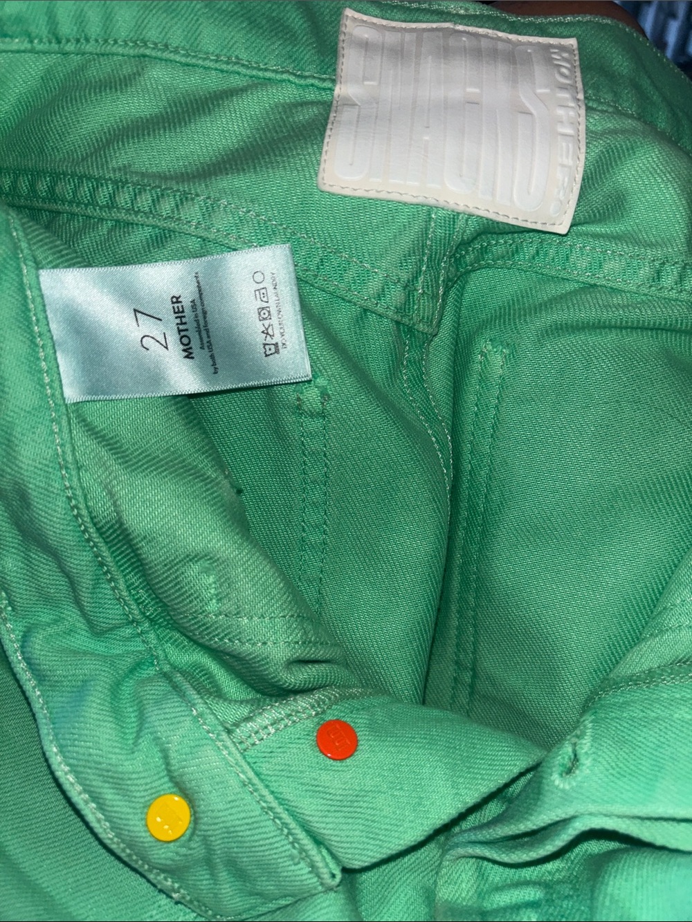 MOTHER x Free People Snacks Smoothie Carpenter Jeans - Summer Green - Picture 4 of 4